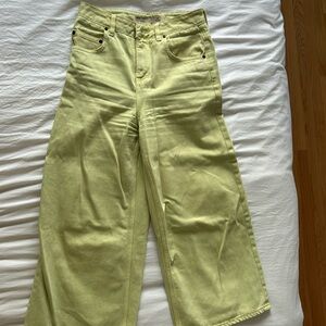 Wide leg green denim